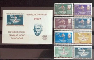 PARAGUAY 1963 OLYMPICS, Cpl XF MNH** Set + Sheet, Sports, Air Mails Sport Stamps - Picture 1 of 1