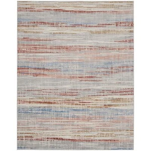 Nourison Elation Abstract Ivory Multicolor 9' x 12' Area Rug Easy Cleaning Non - Picture 1 of 5