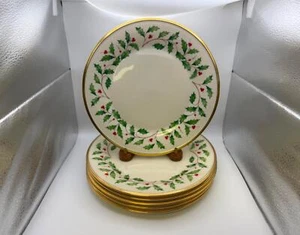 Set of 6 Lenox HOLIDAY Christmas Dinner Plates - Picture 1 of 6