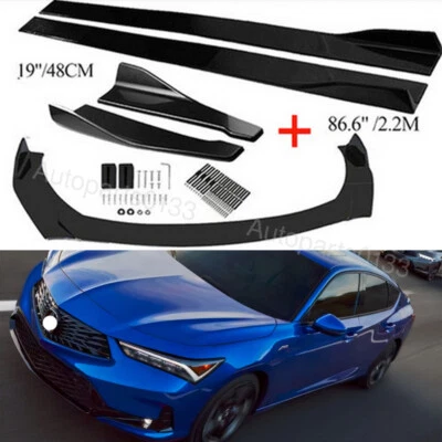 For Acura Integra Front Bumper Lip 86" Side Skirt Rear Bumper Lip Black - Image 1 of 4
