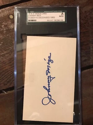 Johnny Mize Signed Index Card Authentic Auto Autograph SGC Certified - Image 1 of 2
