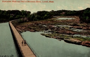 Lowell Massachusetts Pawtucket Walk and Bed Merrimac River Antique PC - Picture 1 of 2