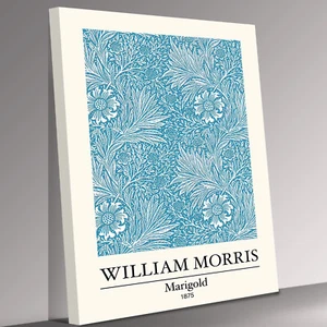 Ringelblume blau William Morris Leinwand Wandbild Bild Druck fertig zum Aufhängen - Bild 1 von 7