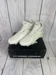 Under Armour Spot Light Locked Down Midtop White Football Cleats 9.5 3026483-100 - Picture 1 of 5
