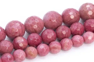 Rose Pink Rhodonite Beads Grade AAA Micro Facted Round Loose Beads 6/7-8/9-10MM - Picture 1 of 7