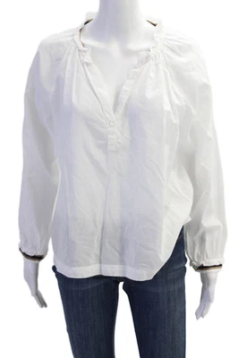 Velvet Womens Cotton Long Sleeve Button V-neck Casual Blouse White Size XS - Image 1 of 4