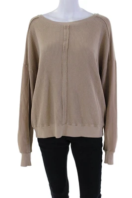 Suéter Red Haute para Mujer Tejido Gofre Hombro Caído Manga Larga Marrón Talla L Foto 1 de 4