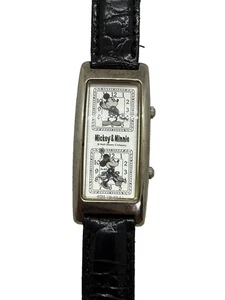 Seiko Alba Disney Mickey Minnie Dual Time Uhr Y150-5H60 Quarz schwarz Leder - Bild 1 von 6