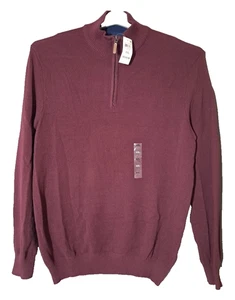 Club Room Men's  1/4 Zip Red Pullover Red Plum Mock Neck Sweater Casual Size XXL - Picture 1 of 10