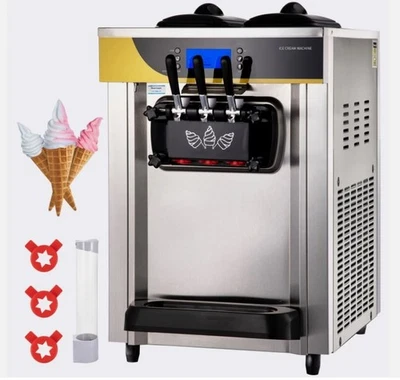 Commercial Ice Cream Machine 22-30L/H 2200W Countertop Soft Serve Maker