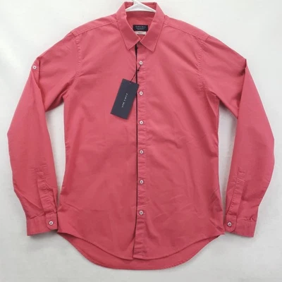 NUEVA Camisa Zara Hombre Hombre Mediana Coral Rosa Calce Ajustado Manga Larga Algodón Abotonado Foto 1 de 4