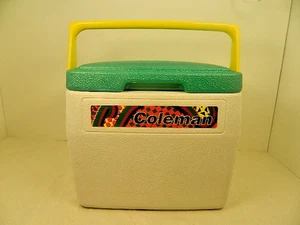 Coleman Kühlbox/Brotdose weiß mit grünem Deckel #5272 USA Verschluss Deckel mit Getränkehalter sauber - Bild 1 von 13