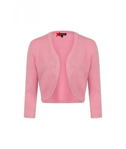 Hell Bunny Maggie Knitted Bolero Crop Cardigan Pink Size UK 14/ Large - Picture 1 of 6