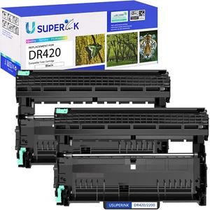 2PK DR-420 Black Drum Unit Compatible For Brother DR420 HL-2240 MFC-7360N New - Picture 1 of 8