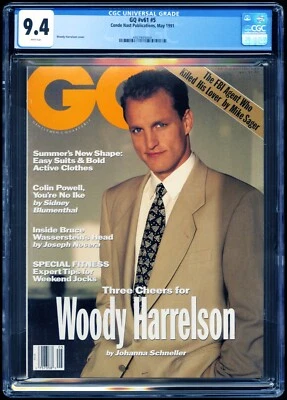 CGC 9.4 MAY 1991 GQ GENTLEMENS QUARTERLY MAGAZINE, WOODY HARRELSON, TOP POP - Image 1 of 2
