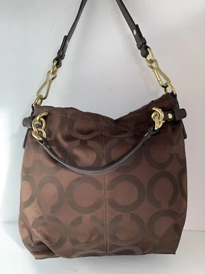 Cartera Monedero Coach Madison Brook Marrón Lona Op Art 14147 Cuero/Dorado Harwe Foto 1 de 4