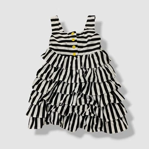 Rare Editions Girl's Black White Striped Tiered Ruffle Dress Size 4T - Picture 1 of 3