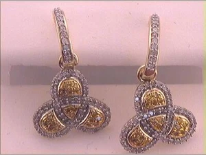 10k Yellow Gold Womens Yellow Treated Diamond Triquetra Dangle Earrings 1/2 ctw - Picture 1 of 1