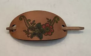 Bastone per barretta per capelli in pelle lavorata scivolo vintage anni '70 Bun Boho (145ia) - Foto 1 di 5
