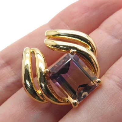 Colgante deslizable modernista ametrino talla esmeralda enchapado en oro de plata de ley 925 Foto 1 de 4