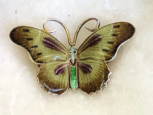Vintage Handmade Enamel On Silver  Butterfly Brooch - Perfect Condition - China - Bild 1 von 8