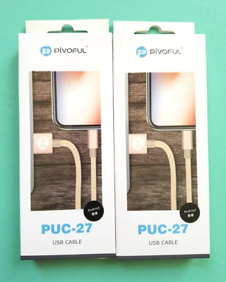 TWO of Braided USB Charger Cable Sync Charging Cord Power Cell Phone USB Andriod - Image 1 of 3