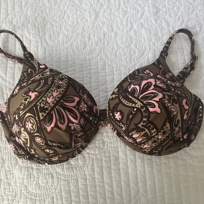 Venus Bikini Traje de Baño Top Para Mujer Copa D Marrón Rosa Floral Foto 1 de 4
