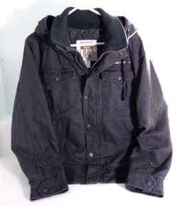 Men's ROUTE 66 Button/Zippered Closure Hooded Bomber GRAY Winter Jacket Sz M! - Picture 1 of 19