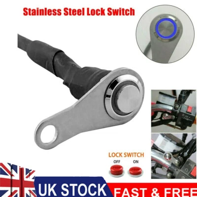 Handlebar Mount Push Button 12V For Work Light LED Motorcycle Switch ON+OFF - Image 1 of 4