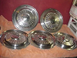 59 60 Rambler Rebel Set of (5) Hubcap 15" Wheel Covers 1959 1960 CLEAN VERY NICE - Picture 1 of 3