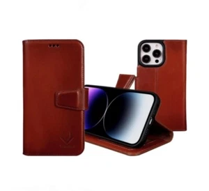 VENOULT Wallet Case iPhone 15 Pro Max 6,7", Echtleder - Kastanienbraun - Bild 1 von 12