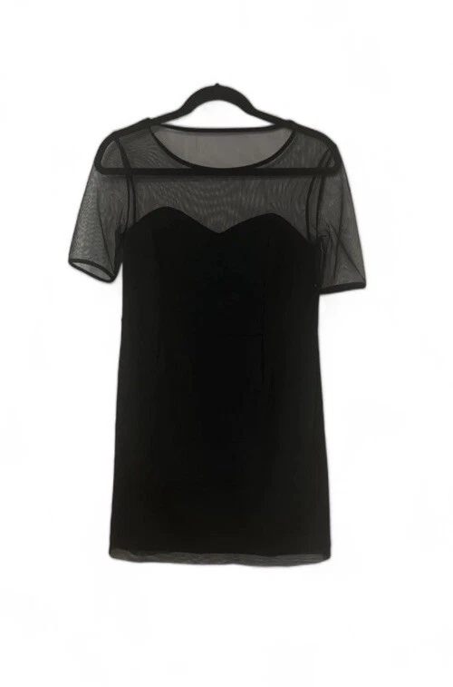 Mac Jac Black Tight Mini Dress Size M Mesh Sweetheart A14 Y2K Staple Black Dress - Image 1 of 4