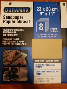 9x11 inch 8 Sheets Sandpaper, 1x 120 2x 100, 3x 80, 2x60 23x28cm 9"x11" - Bild 1 von 4