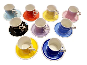 Taza/platillo R. Capodimonte Demitasse hecho en Italia para HENRI BENDEL - Juego de 9 - Imagen 1 de 9