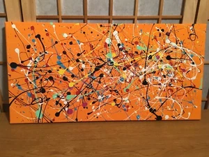 Jackson Pollock Style Painting, 10" x 20", No. 2, Abstract, Signed by Artist COA - Picture 1 of 21