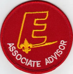Explorer Assoc. Parche de posición de asesor (1990-98), dorado "E", parte posterior de plástico transparente - Imagen 1 de 1
