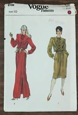 Vintage VOGUE Sewing Pattern 8104 DRESS 2 Lengths, Pocket, Long Sleeves, size 10