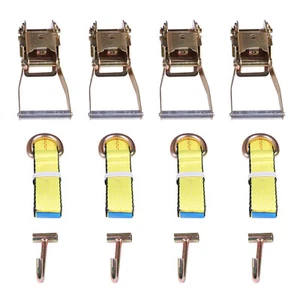 2" Hooks Tow Truck Tie Down 4set(12x) Lasso Wheel Lift Straps Ratchets J Finger - Bild 1 von 8