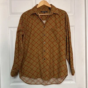 Northern Isles Green Mens L Corduroy Long Sleeve Plaid Button Up Autumn Retro - Picture 1 of 10