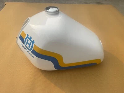 HUSQVARNA CR WR XC 250 430 White Painted Steel Petrol Gas Tank +Cap 1981- 1982 - Image 1 of 4