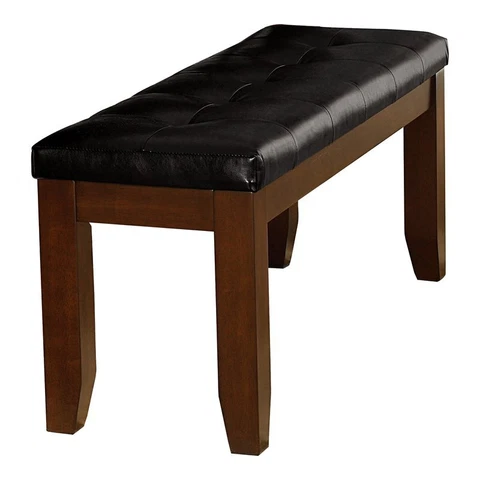 Lexicon Ameillia 48" Contemporary Faux Leather Dining Room Bench in Oak Cover