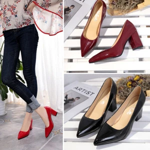 Womens Pu Pointed Toe Court Shoes Classics High Heels Slingback Pumps Party - Picture 1 of 16