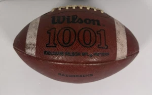 WILSON 1001 FOOTBALL ARKANSAS RAZORBACKS GAME ISSUED 1987 ORANGE BOWL AUTO F16 - Picture 1 of 4