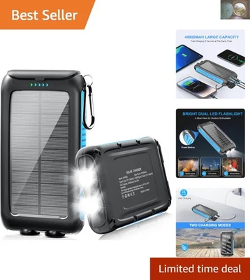 Banco de energía solar de 49800 mAh - Cargador portátil con carga rápida y linterna LED Foto 1 de 4