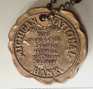Avv. vintage Portachiavi: BANCA NAZIONALE MICHIGAN; Banca che sta costruendo Michigan - Foto 1 di 2