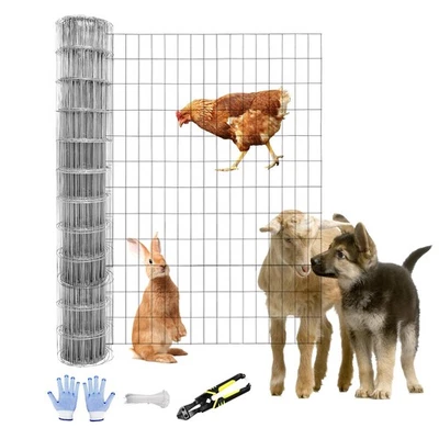 4 ft x 100 ft Galvanized Welded Wire Fence, 16GA Garden Chicken Wire Fence Ro... - Image 1 of 4