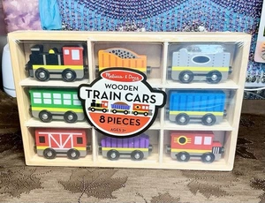 Melissa & Doug vagones de tren de madera magnéticos 8 piezas edades 3+ y caja de madera - Imagen 1 de 8