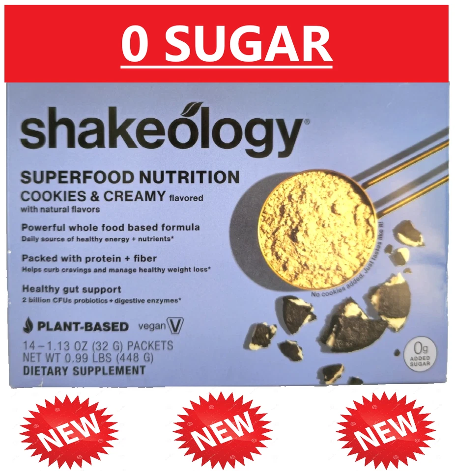 0 SUGAR VEGAN COOKIES & CREAMY SHAKEOLOGY- 3/27- AWESOME NEW FLAVOR- FREE SHIP - Image 1 of 1