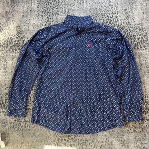 Ariat Hemd Herren S Button Down Navy Weiß Blumen Langarm Western Cowboy Logo - Bild 1 von 15