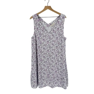 Vestido LOFT Talla XL Sin Mangas Púrpura Estampado Floral Mezcla de Lino Informal Verano - Imagen 1 de 8